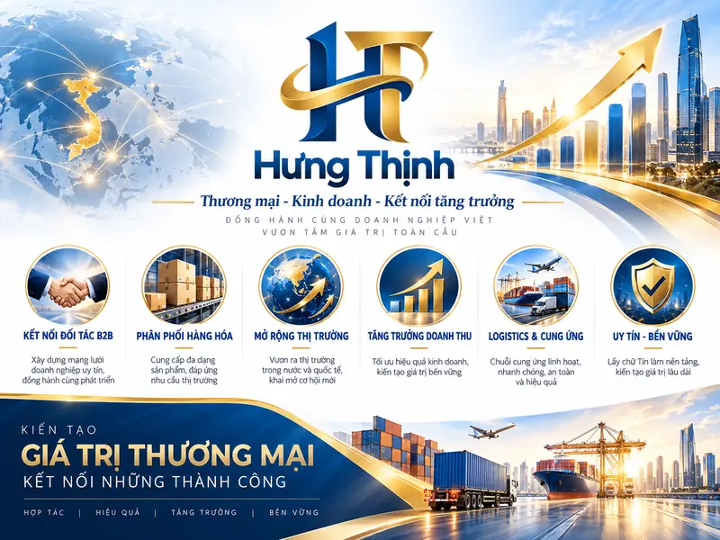 Banner công ty Hưng Thịnh — Thương mại, kinh doanh, kết nối tăng trưởng